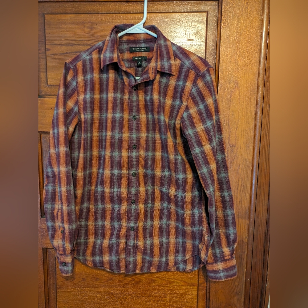 Banana Republic Grant Fit Luxe Flannel Plaid Small